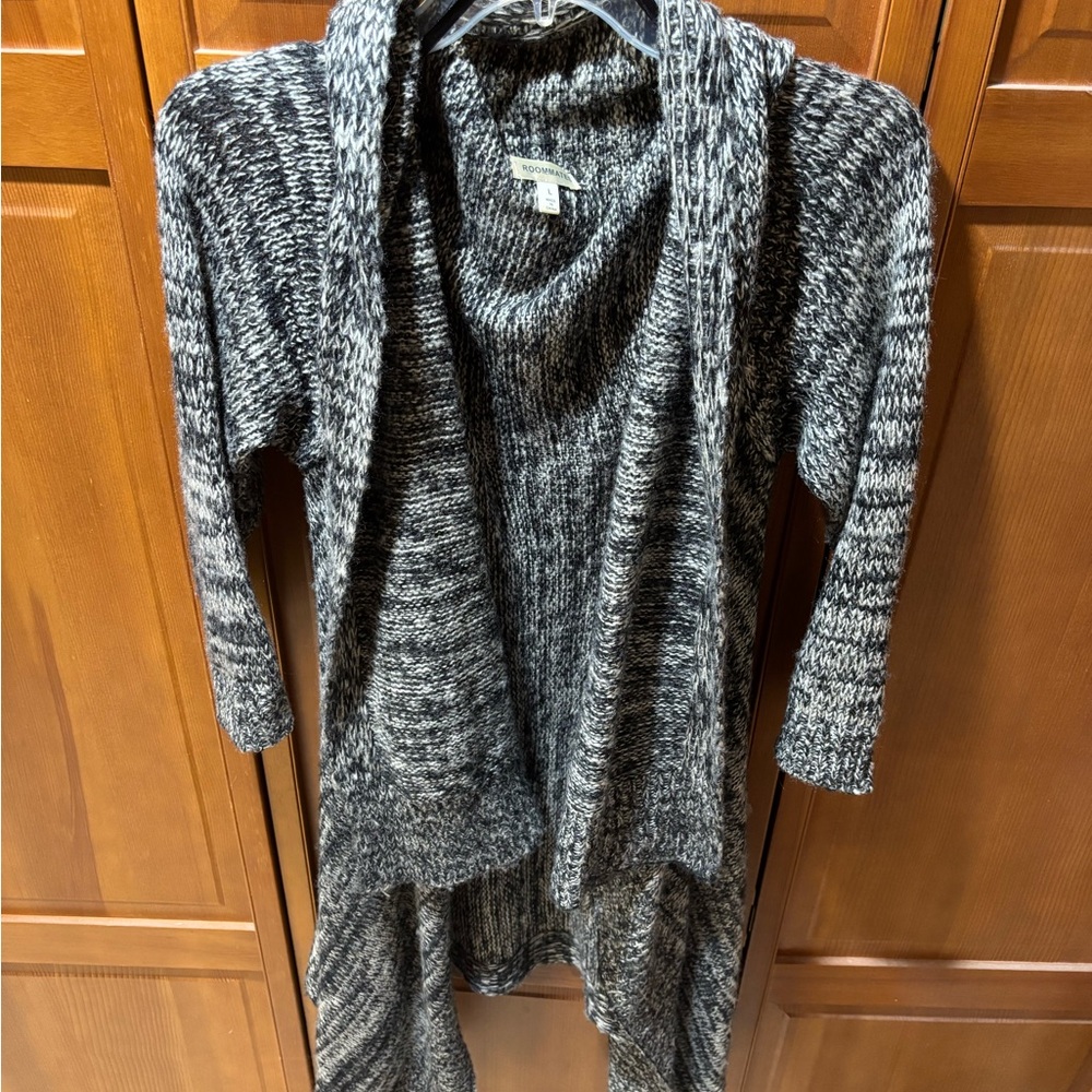 Roommates Gray Waterfall Cardigan Sweater
